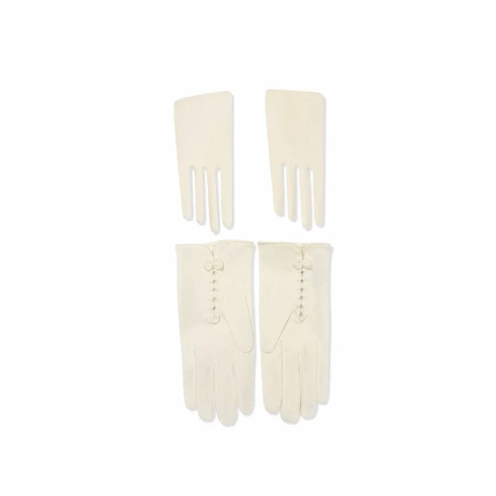 Vintage Children's White Nylon Gloves Embroidered Cutouts Mother’s Day Gift